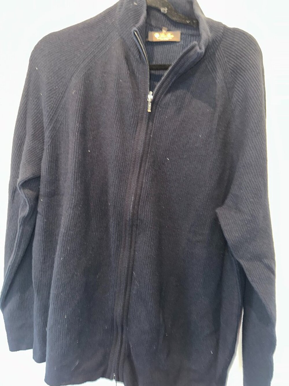 Loro Piana Men's Blue Baby Cashmere Full Zip Knit Sweater